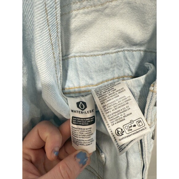 Levis Shortalls Bib Overall Shorts Denim Levi Strauss Light Wash Loose Fit M - Picture 7 of 9
